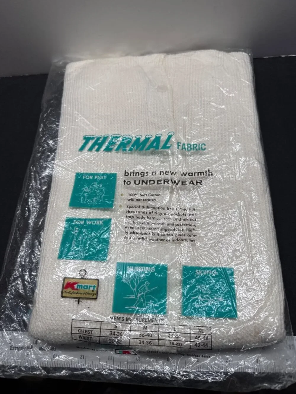 Mens Thermal Union Suit 100% Cotton Size Small 34-36 Kmart Durable Pre-Shrunk Co